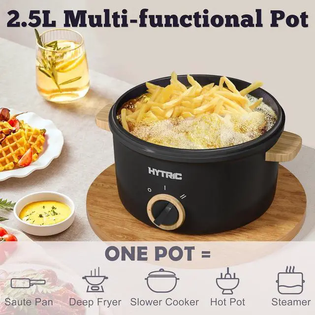 Alt view image 2 of 7 - Hytric Hot Pot Electric, 2.5L Portable Electric Pot with Non-Stick Coating, Multi-functional Cooker for Stir Fry, Steak, Noodles, Soup, Portable Ramen Cooker for Dorm and Office, Black