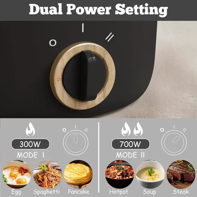 Alt view image 4 of 7 - Hytric Hot Pot Electric, 2.5L Portable Electric Pot with Non-Stick Coating, Multi-functional Cooker for Stir Fry, Steak, Noodles, Soup, Portable Ramen Cooker for Dorm and Office, Black