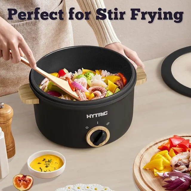 Alt view image 5 of 7 - Hytric Hot Pot Electric, 2.5L Portable Electric Pot with Non-Stick Coating, Multi-functional Cooker for Stir Fry, Steak, Noodles, Soup, Portable Ramen Cooker for Dorm and Office, Black