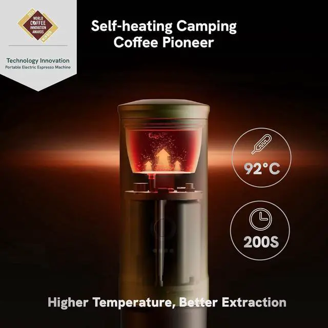 Alt view image 4 of 6 - OutIn Nano Portable Electric Espresso Machine, Travel Coffee Maker for Camping, Car Coffee Maker Self-Heating with USB-C, With Ground Coffee & NS Capsule for RV, Hiking, Office