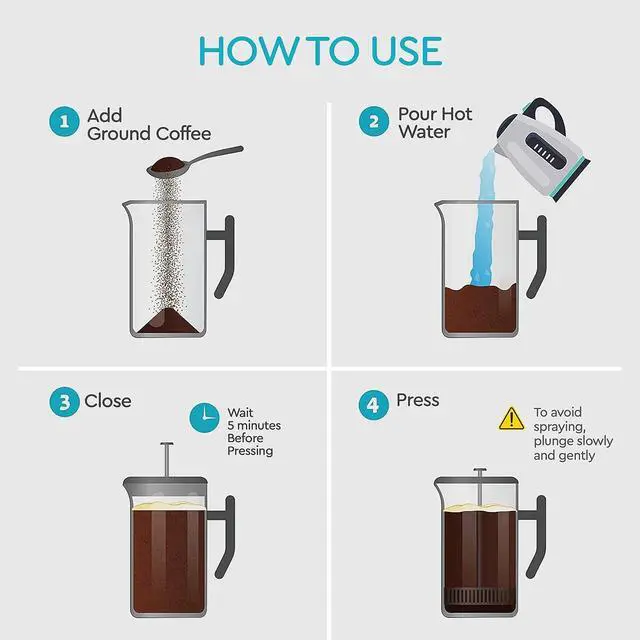 Alt view image 6 of 7 - Belwares French Press Coffee Maker 50 OZ - Large Insulated Stainless Steel 304 Coffee Press with Double Wall & 4-Level Filtration System (Black - 1.5L)
