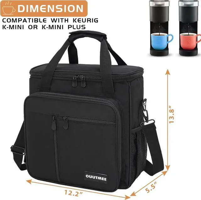 Alt view image 6 of 7 - Coffee Maker Carrying Bag Compatible with Keurig K-Mini or K-Mini Plus, Single Serve Coffee Brewer Portable Storage Bag with Extra Pockets, Storage Tote Case With Shoulder Strap