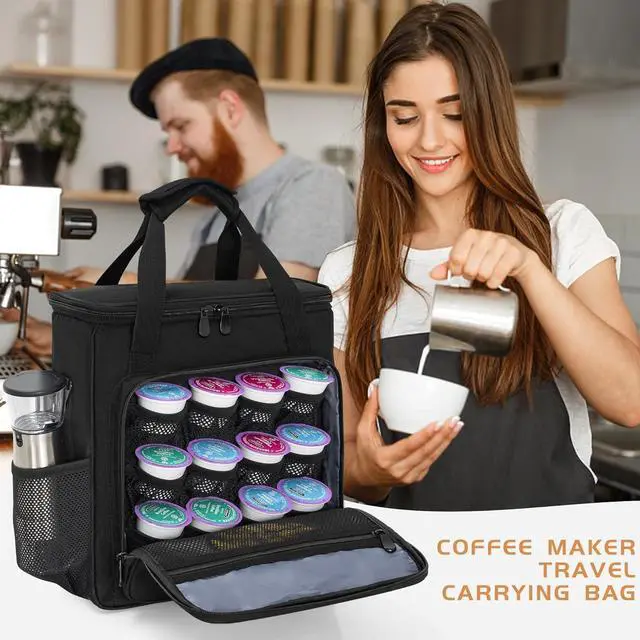 Alt view image 7 of 7 - Coffee Maker Carrying Bag Compatible with Keurig K-Mini or K-Mini Plus, Single Serve Coffee Brewer Portable Storage Bag with Extra Pockets, Storage Tote Case With Shoulder Strap