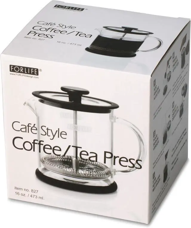 Alt view image 7 of 7 - FORLIFE Cafe Style Glass Coffee/Tea Press, 16-Ounce, Black