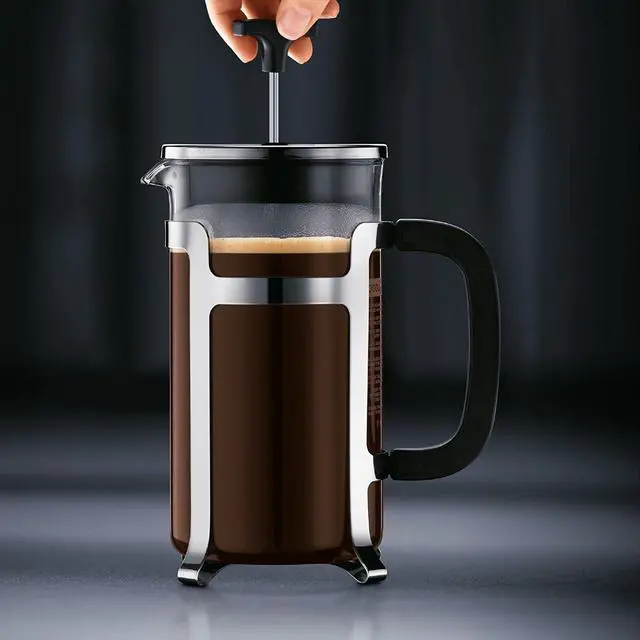 Alt view image 3 of 3 - Bodum 34oz Jesper French Press Coffee Maker, High-Heat Borosilicate Glass, Polished Stainless Steel  Made in Portugal