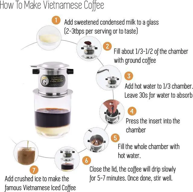 Alt view image 5 of 7 - Vietnamese Coffee Maker Filter Set | French Press Style Coffee Filters | Pour Over Coffee Dripper | Portable Coffee Makers | Reusable Coffee Press (Large 15oz)