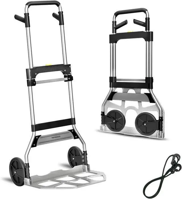 Main image of Folding Hand Truck Dolly Cart,340LB Capacity Portable Aluminum Dolly Cart with Telescoping Handle and 7 Inch Rubber Wheels for Moving,Shopping,Travel,Office Use