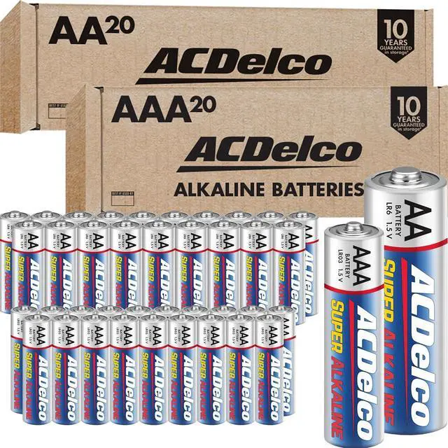 Main image of ACDelco Double AA and Triple AAA Batteries, 40-Count Battery Combo Pack for Home and Office, 20-Count Each, 10-Year Shelf Life