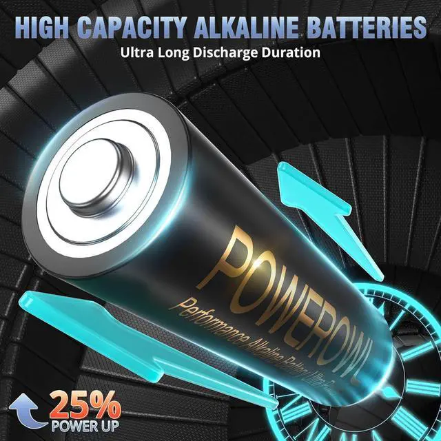 Alt view image 4 of 7 - POWEROWL High Capacity Alkaline AA Batteries 100 Pack, 1.5v Long Lasting Double A Battery, 10-Year Shelf Life
