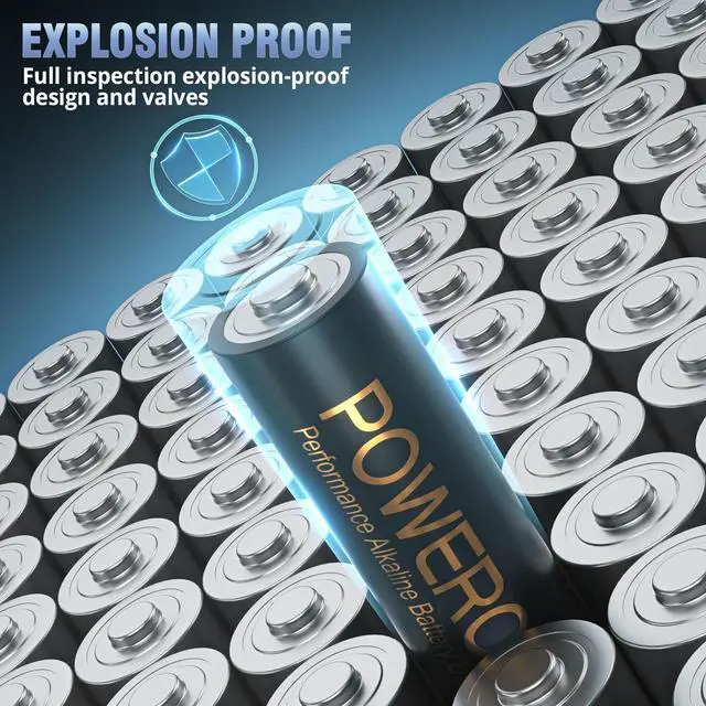 Alt view image 5 of 7 - POWEROWL High Capacity Alkaline AA Batteries 100 Pack, 1.5v Long Lasting Double A Battery, 10-Year Shelf Life