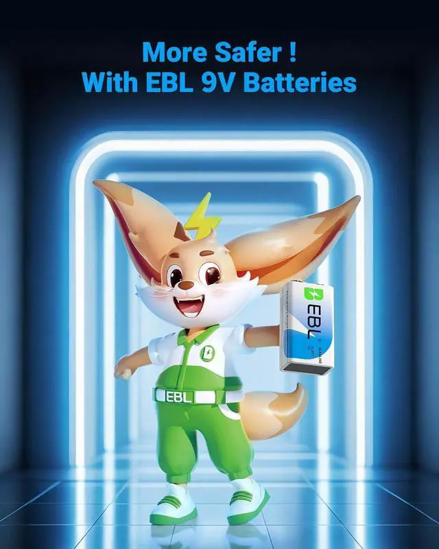 Alt view image 2 of 7 - EBL 9 Volt Batteries 12 Pack, 7-Year Shelf Life, Long-Lasting Alkaline 9V Batteries for Household Business