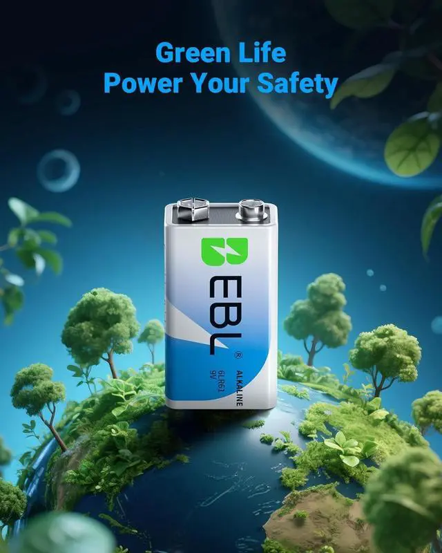 Alt view image 7 of 7 - EBL 9 Volt Batteries 12 Pack, 7-Year Shelf Life, Long-Lasting Alkaline 9V Batteries for Household Business