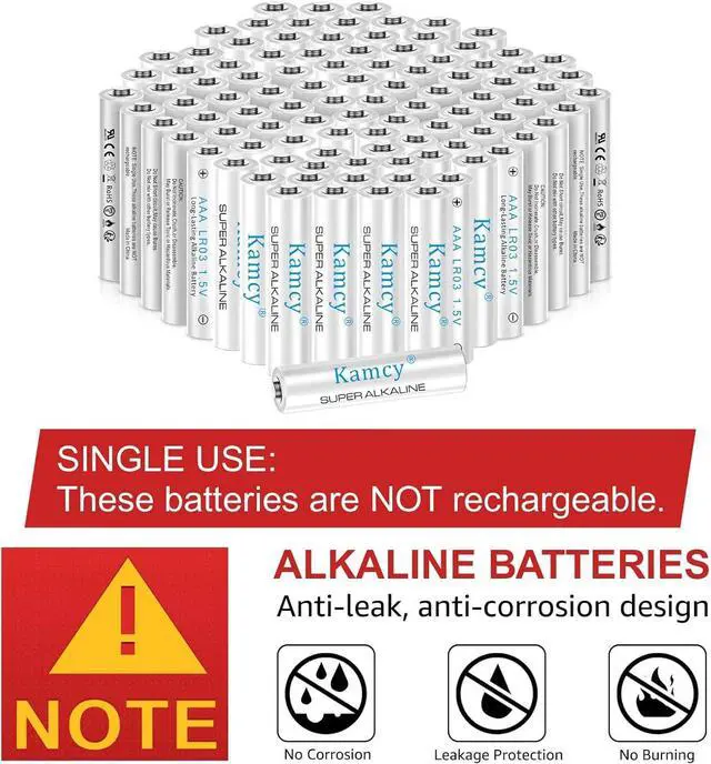 Alt view image 7 of 7 - AAA Batteries 100 Pack  1400mAh, Triple AAA Alkaline Batteries 1.5V, Long Lasting, Leakproof, High-Performance Single Use Battery