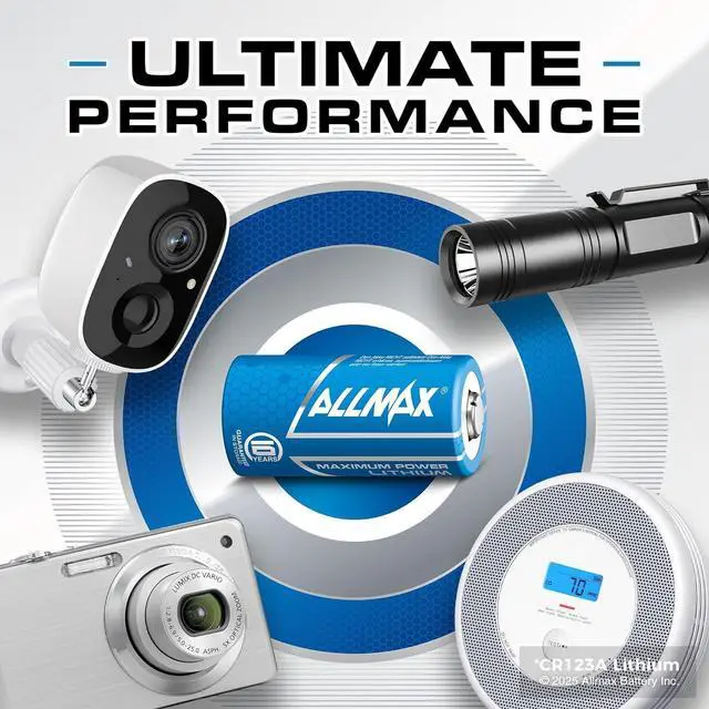 Alt view image 6 of 6 - Allmax CR123A Maximum Power Lithium Batteries (48 Count)  Longest Lasting, Leakproof, 10-Year Shelf Life, Ultimate Performance, Perfect for Wireless Security Systems (3V)