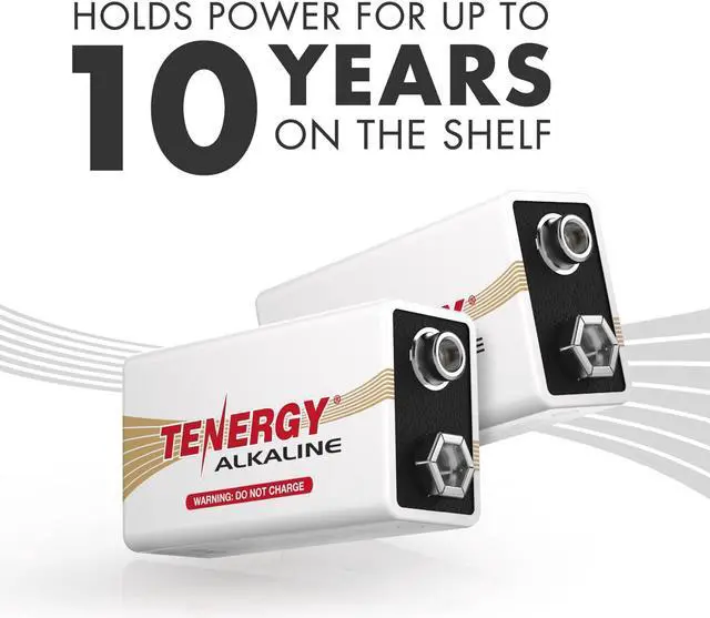 Alt view image 3 of 7 - Tenergy 6LR61 9V Alkaline Battery, Non-Rechargeable Battery for Smoke Alarms, Guitar Pickups, Microphones and More, 12 Pack