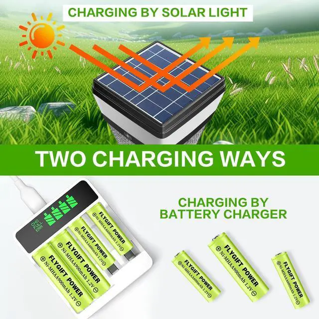 Alt view image 2 of 6 - FlyGift AA Rechargeable Batteries Solar Battery for Solar Lights (AA 900mAh 12 Pack)