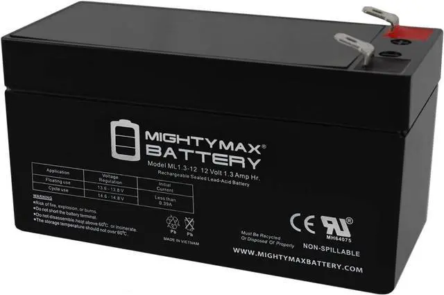 Main image of Mighty Max Battery ML1.3-12 - 12 Volt 1.3 AH, F1 Terminal, Rechargeable SLA AGM Battery