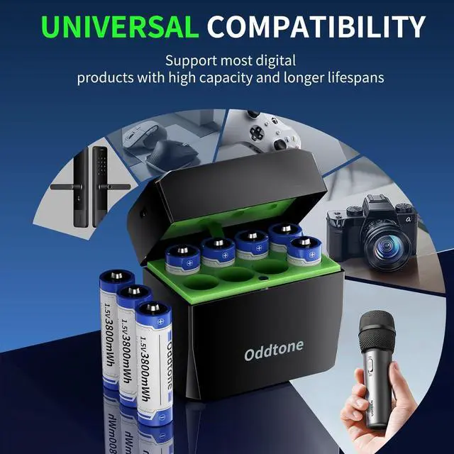 Alt view image 7 of 7 - Rechargeable AA Batteries Lithium with Charger 8 Pack, 1.5V High Power AA Lithium-ion Battery, 3800mWh High Capacity AA Lithium Batteries, Double A Batteries up to 1600+ Cycle Times