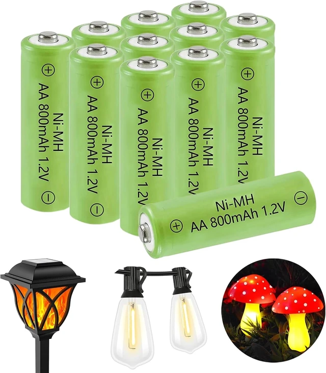 Main image of NIMH Rechargeable 1.2v AA 800mAh Solar Lawn Batteries Pre-Charged