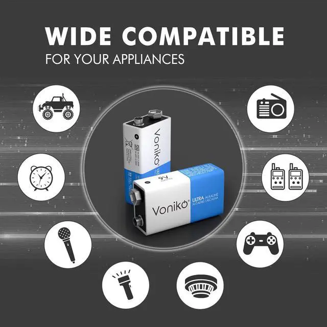 Alt view image 5 of 7 - Voniko 9V Batteries - Alkaline 9V Battery 12 Pack - Ultra Long Lasting with a 7-Year Shelf Life
