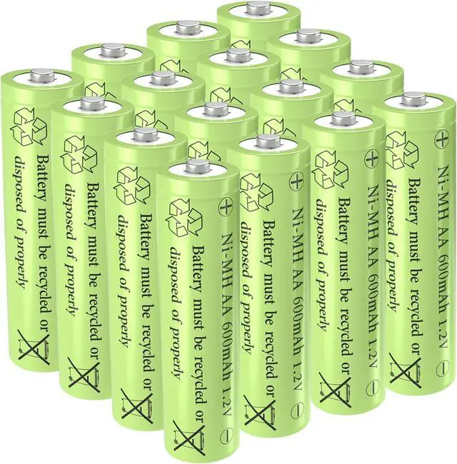 Main image of 1.2V Ni-Mh AA 600mAh Rechargeable Batteries for Outdoor Solar Garden Lights (16 Pack AA)