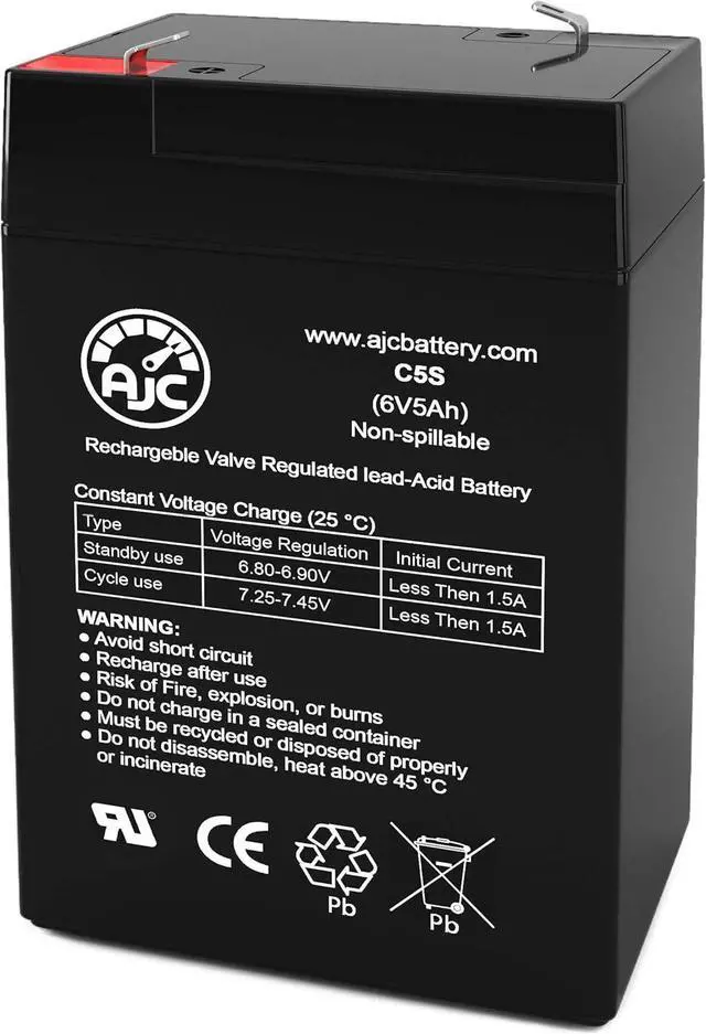 Main image of AJC Battery Compatible with Duracell DURA6-5F 6V 5Ah Sealed Lead Acid Battery