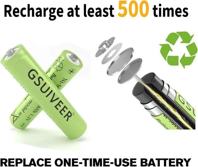 Alt view image 6 of 6 - 1.2V Ni-Mh AA 600mAh Rechargeable Batteries for Outdoor Solar Garden Lights (16 Pack AA)