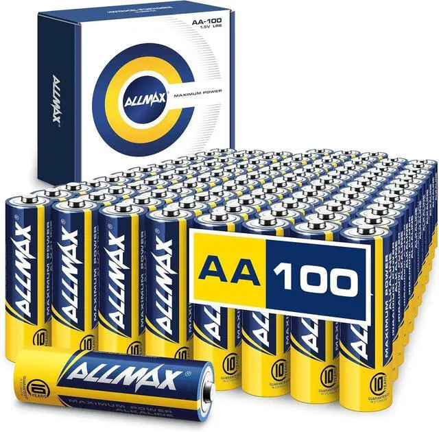 Main image of Allmax AA Maximum Power Alkaline Double A Batteries (100 Count)  Ultra Long-Lasting, Leakproof Design, 10-Year Shelf Life, Maximum Performance (1.5V)