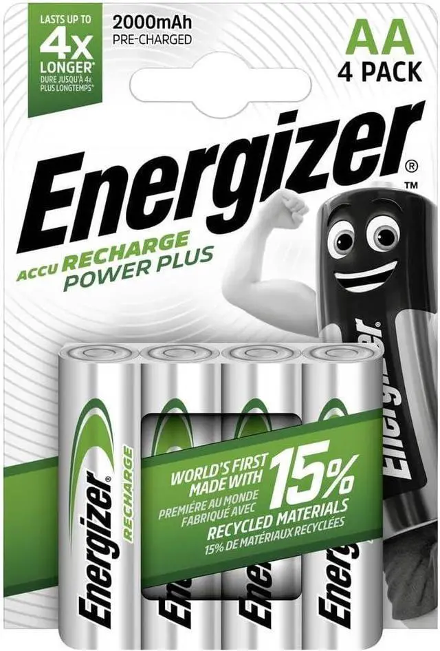 Main image of Energizer Rechargeable NiMH Battery AA 1.2 V Power+ 2000 mAh 4-Blister [EN-PWRPL2000B4]