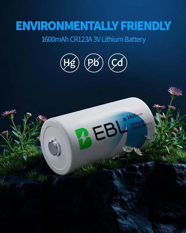 Alt view image 5 of 7 - EBL 12 Pack CR123A 3V Lithium Battery 1600mAh High Capacity CR123 CR17345 for Arlo Pro/Go, Smoke Alarms, Flashlights, Security Devices & Home Automation - Long-Lasting