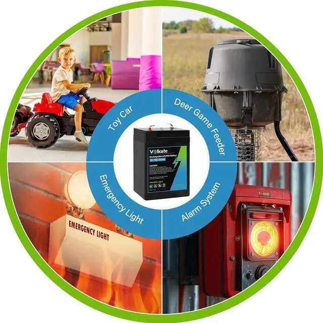 Alt view image 6 of 6 - 6V 7Ah LiFePO4 Lithium Battery 1 Pack, 6 Volt USB-C Rechargeable Lithium Iron Phosphate Battery, 2000+ Cycles, for Ride On Toy, Lantern, Deer Game Feeder, Emergency Light, Alarm System (F1 Terminal)