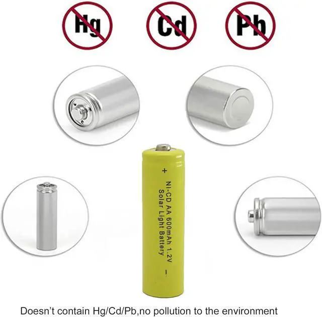 Alt view image 3 of 7 - GEILIENERGY Solar Light Batteries AA Ni-Cd AA 600mAh 1.2V Rechargeable Batteries AA Rechargeable Batteries for Solar Lights Solar Lamp(Pack of 12)