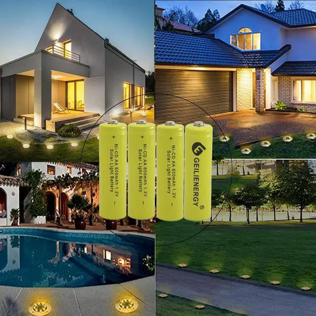 Alt view image 6 of 7 - GEILIENERGY Solar Light Batteries AA Ni-Cd AA 600mAh 1.2V Rechargeable Batteries AA Rechargeable Batteries for Solar Lights Solar Lamp(Pack of 12)