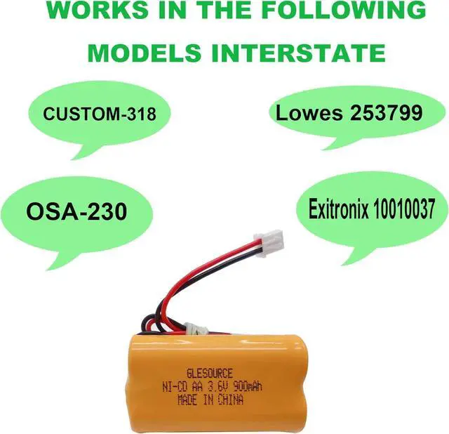 Alt view image 6 of 6 - 3.6V 900mAh Ni-CD AA Exit Sign Emergency Light Battery, Replacement Battery for Exitronix 10010037, Max Power B2-0031 MH468886, Unitech LEDR-1 6200RP, Dantona CUSTOM-318 OSA230, Lowes 253799 (2 Pack)