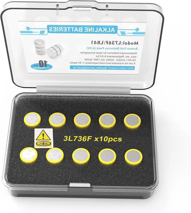 Main image of Button Cell Batteries (L736 & LR626)  30 Count (10 x 3-Pack) 4.5V for Laser Boresighter, Training Cartridge, Toys, LED Flashlight  AG3/LR41/L626F/377/392/384/CX66W Replacement