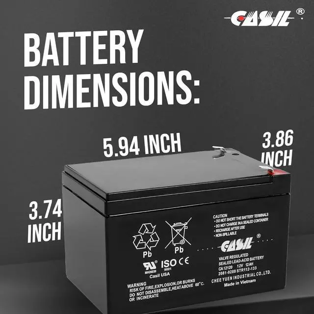 Alt view image 5 of 6 - Casil 12V 12Ah Replacement Battery Compatible with Go-Go Mobility Elite Traveller SC40E SC44E 2 Pack