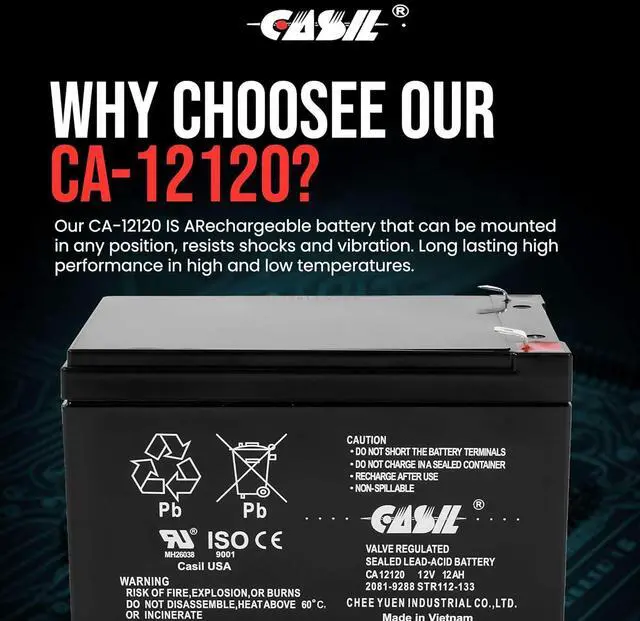 Alt view image 6 of 6 - Casil 12V 12Ah Replacement Battery Compatible with Go-Go Mobility Elite Traveller SC40E SC44E 2 Pack