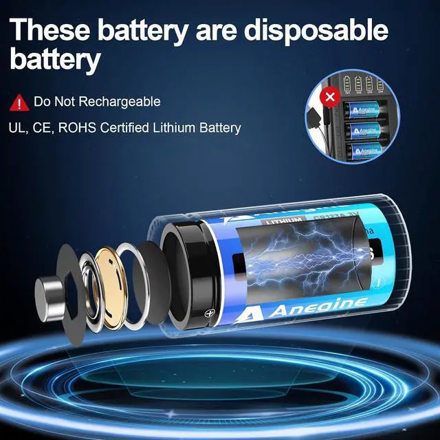 Alt view image 4 of 6 - CR123A 3V Lithium Battery 1650mAh, 123A Lithium Batteries 10 Years Shelf Life CR123 3 Volt High Power CR17345 CR17335 Non-Rechargeable | Ultra-Compatible (16 Pack)
