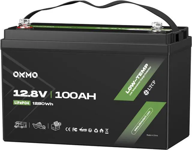 Main image of 12V 100Ah LiFePO4 Lithium Battery, Built-in 100A BMS with Low-Temp Protection, 15000+ Deep Cycles & 1280Wh Energy for RV, Solar, Marine, Trolling Motor, Home Storage