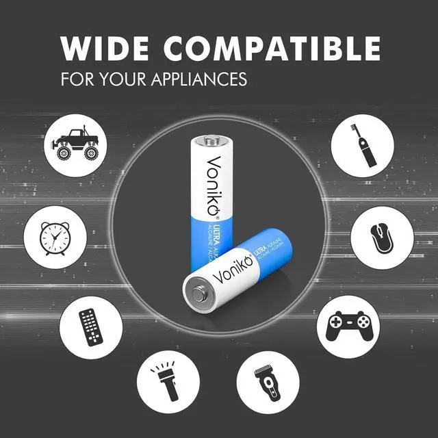 Alt view image 4 of 6 - Voniko - Premium Grade AA Batteries - (200 Pack) - Alkaline Double A Battery - Ultra Long-Lasting, Leakproof 1.5v Batteries - 10-Year Shelf Life