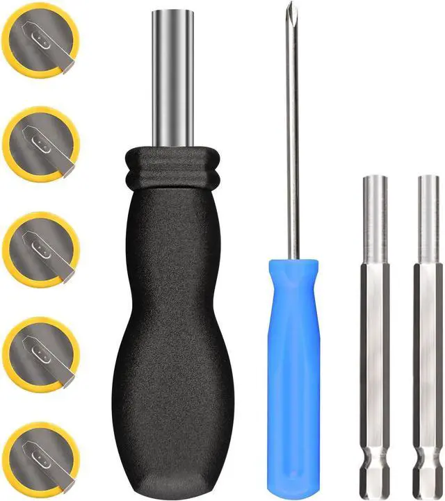 Main image of CR2032 Button Cell Battery, 5 Pack CR2032 Batteries with Tabs Bundled with 3.8 mm & 4.5 mm Security Screwdriver Game Bit Tool Set for NES, SNES and N64 Games - Batteries Individually Package