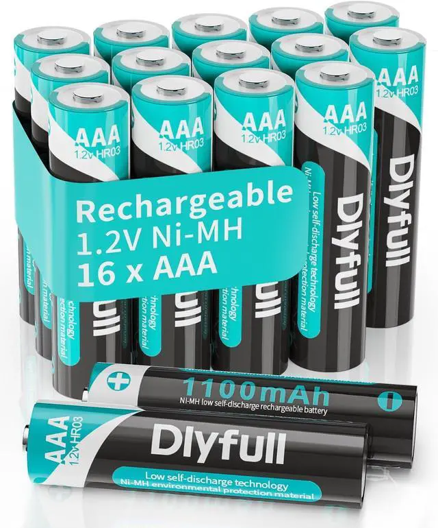 Main image of DLYPOW Rechargeable AAA Batteries 16 Pack, 1100 mAh High Capacity 1.2V NiMH AAA Rechargeable Batteries with Low Self Discharge, Long-Lasting Triple A Batteries, Per-Charged
