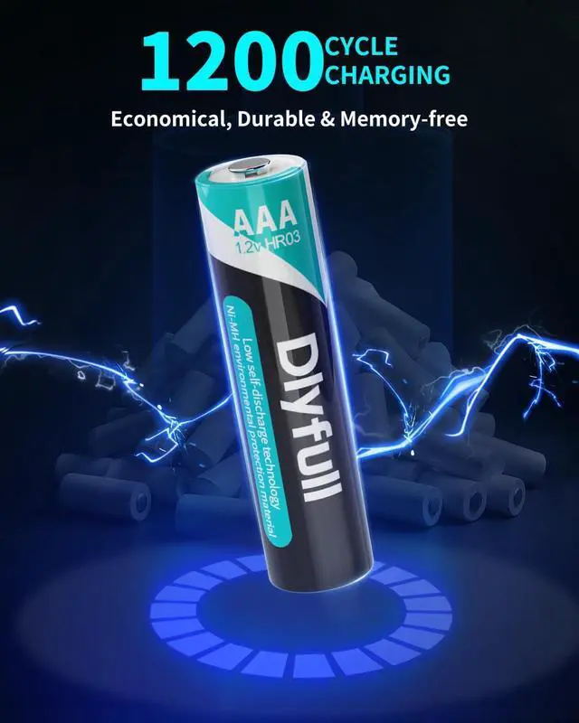 Alt view image 3 of 7 - DLYPOW Rechargeable AAA Batteries 16 Pack, 1100 mAh High Capacity 1.2V NiMH AAA Rechargeable Batteries with Low Self Discharge, Long-Lasting Triple A Batteries, Per-Charged