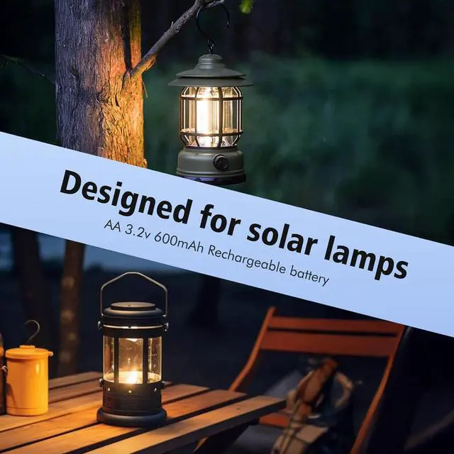 Alt view image 5 of 7 - 3.2v AA LiFePo4 Rechargeable Solar Battery 700mAh Low Self-Discharge for Solar Lights, Wall Lantern, Solar Post Lights (8 Pack)