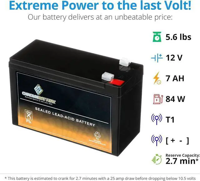 Alt view image 3 of 7 - CB CHROMEBATTERY 12V 7AH Maintenance-Free Battery for UPS, Solar Power, Electric Toys, Emergency Lights, and More - Spade (F1) Terminal