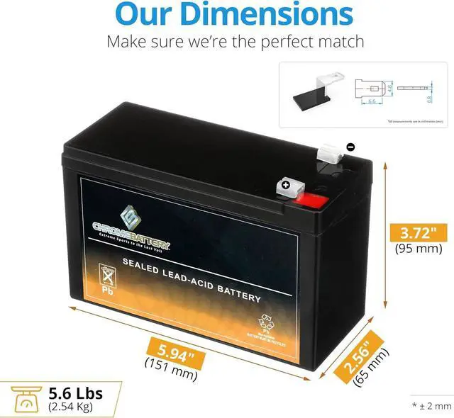 Alt view image 2 of 7 - CB CHROMEBATTERY 12V 7AH Maintenance-Free Battery for UPS, Solar Power, Electric Toys, Emergency Lights, and More - Spade (F1) Terminal