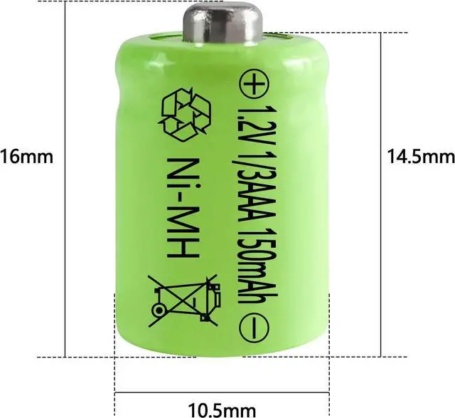 Alt view image 2 of 7 - JINTION 1/3AAA 1.2V Batteries Rechargeable AAA 150mAh Button Top NiMH Battery Replacement for Solar Lights, Outdoor Garden Art Light Lamps, 12 Pack