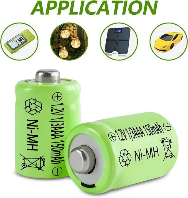 Alt view image 4 of 7 - JINTION 1/3AAA 1.2V Batteries Rechargeable AAA 150mAh Button Top NiMH Battery Replacement for Solar Lights, Outdoor Garden Art Light Lamps, 12 Pack