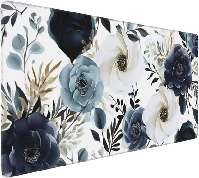 Main image of 35.4 x 15.7 in XXL Large Mouse Pad for Desk Extended Keyboard Mouse Mat for Computer Office Big Laptop Mouse pad Gaming Pc-Boho Navy Blue Peony Florals