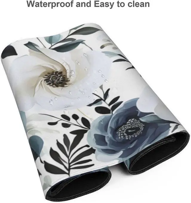 Alt view image 4 of 6 - 35.4 x 15.7 in XXL Large Mouse Pad for Desk Extended Keyboard Mouse Mat for Computer Office Big Laptop Mouse pad Gaming Pc-Boho Navy Blue Peony Florals